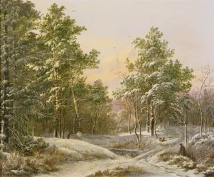 Sportsmen in a Winter Forest